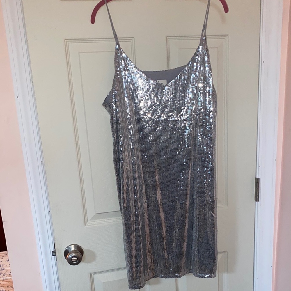 A New Day Silver Sequin Midi Dress